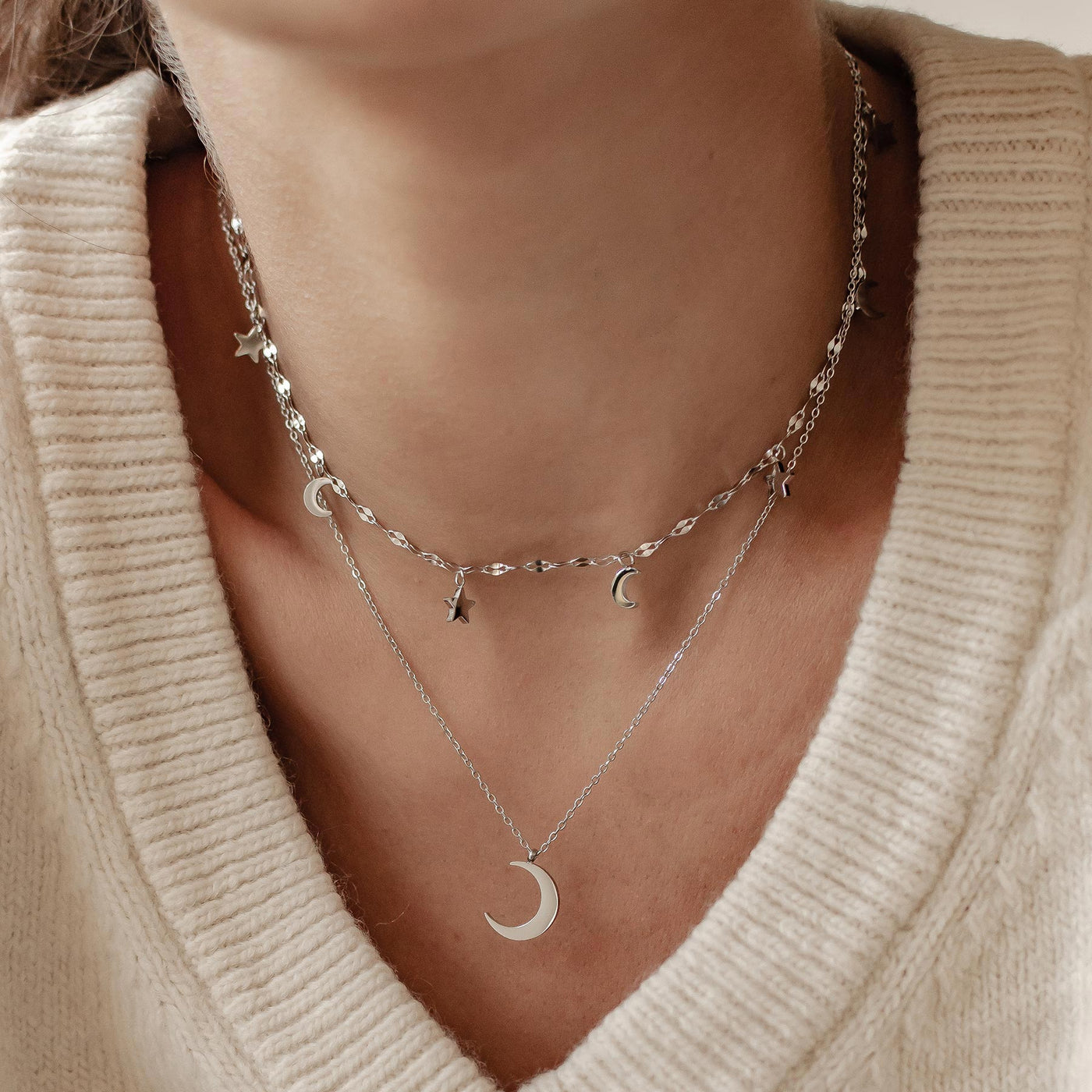 Moon and Star Jewelry Necklace Set Waterproof