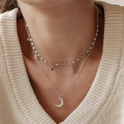 Moon and Star Jewelry Necklace Set Waterproof