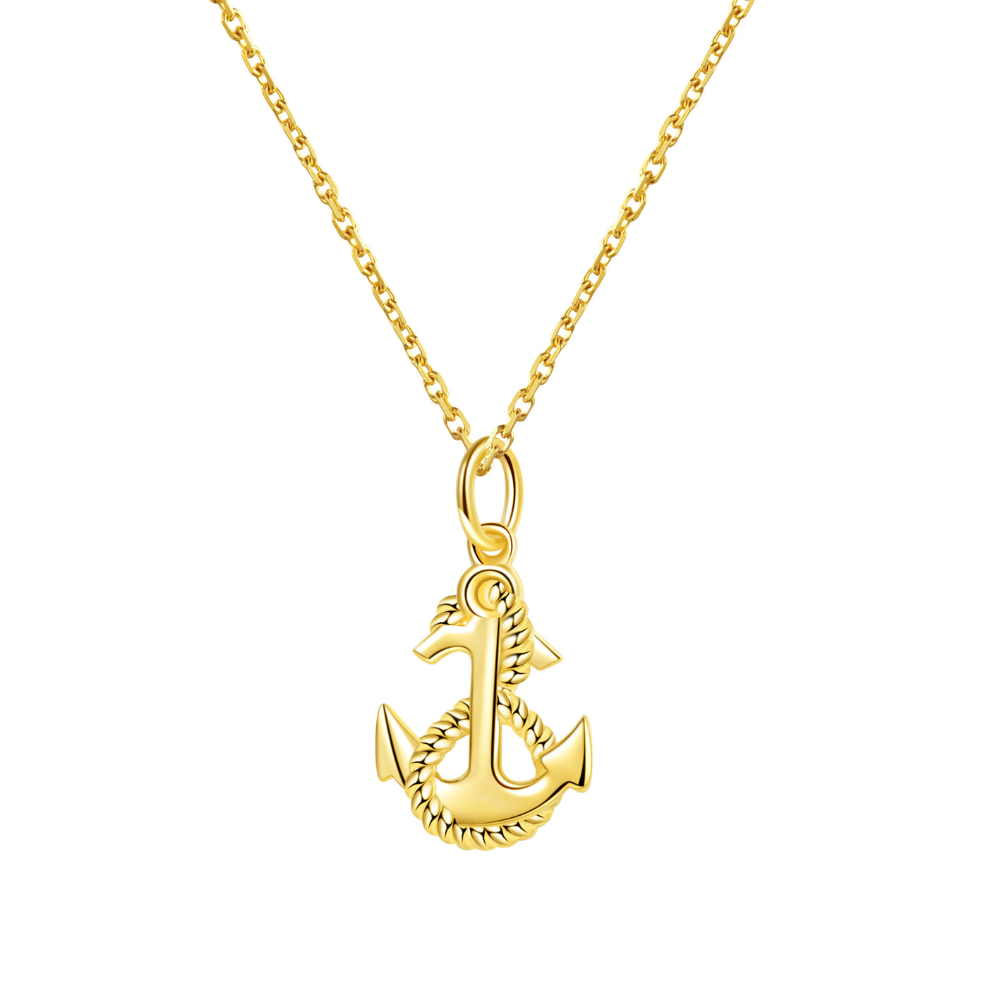 Nautical Anchor Pendant Necklace 14K Gold