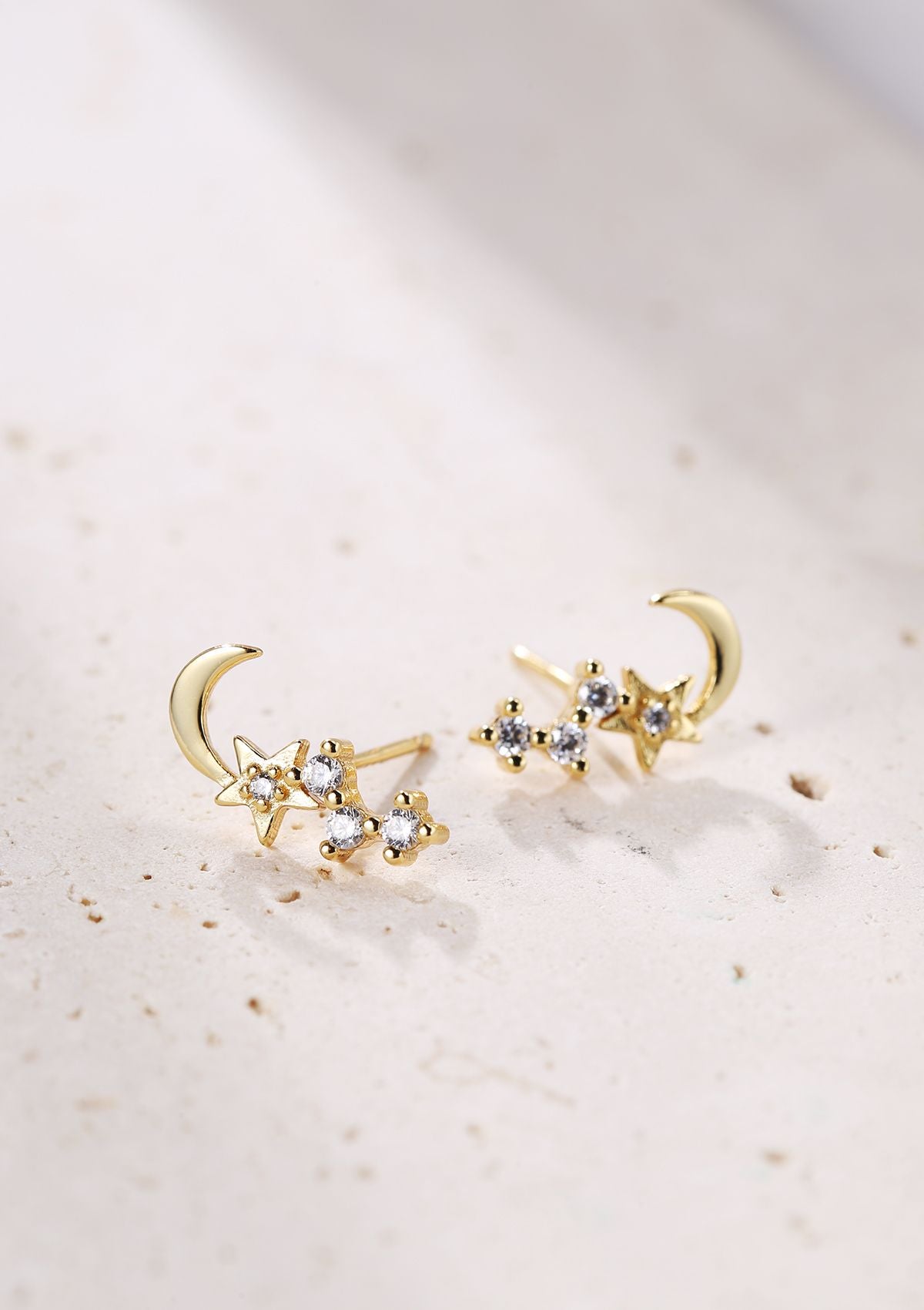 Night Sky Stud Earrings Sterling Silver Gold