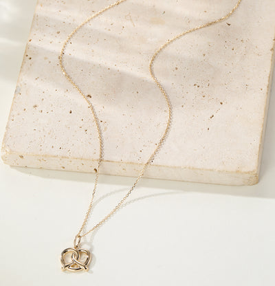 Playful Pretzel Pendant Necklace 14K Gold