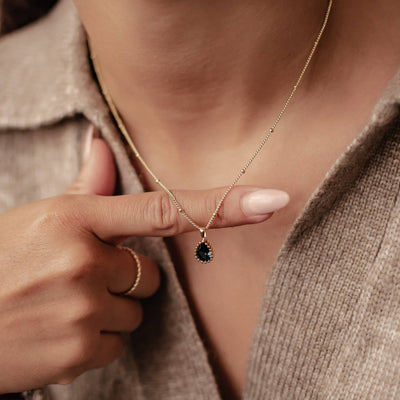 September Sapphire Birthstone Necklace Sterling Silver