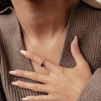 September Sapphire Birthstone Necklace Sterling Silver