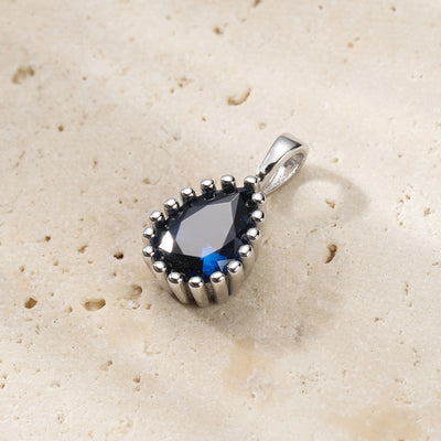 September Sapphire Birthstone Necklace Sterling Silver