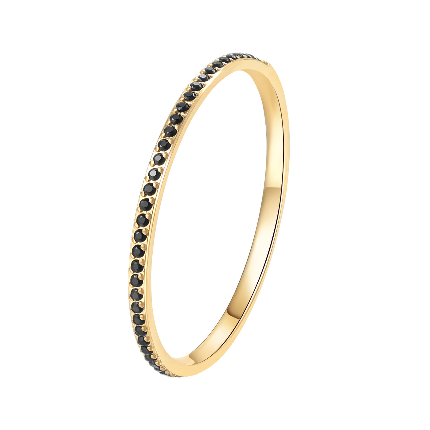 Slim Black Gemstone Band Ring Gold