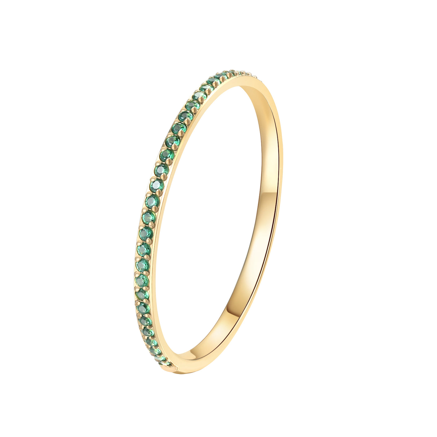 Slim Green Gemstone Band Ring Gold