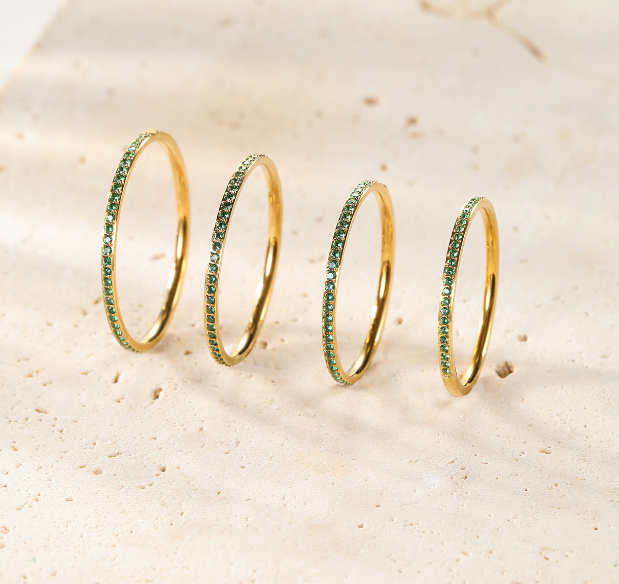 Slim Green Gemstone Band Ring Gold