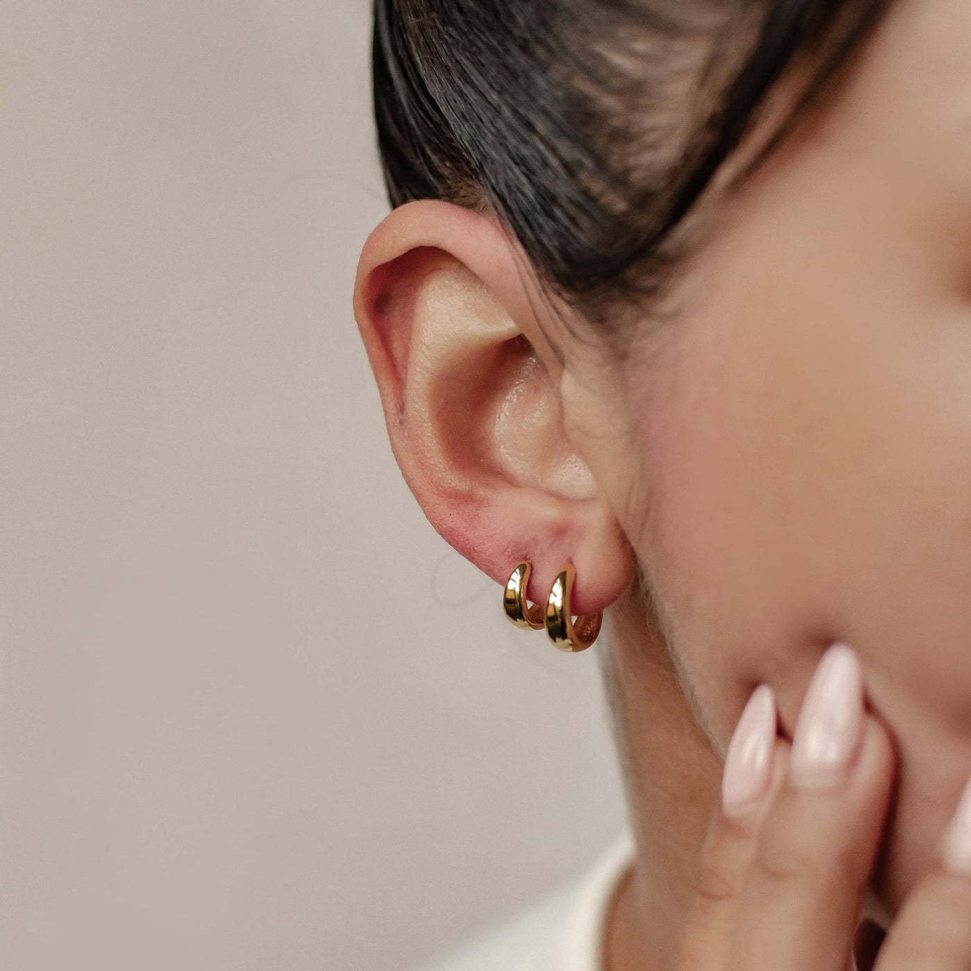 Small Dome Hoop Earring Set Sterling Silver