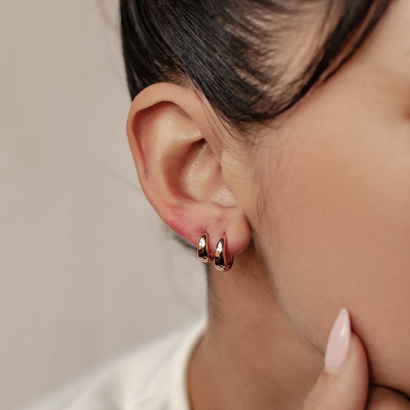 Small Dome Hoop Earring Set Sterling Silver