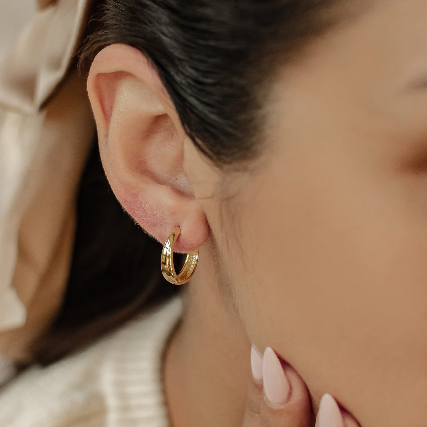 Small Dome Hoop Earrings Sterling Silver