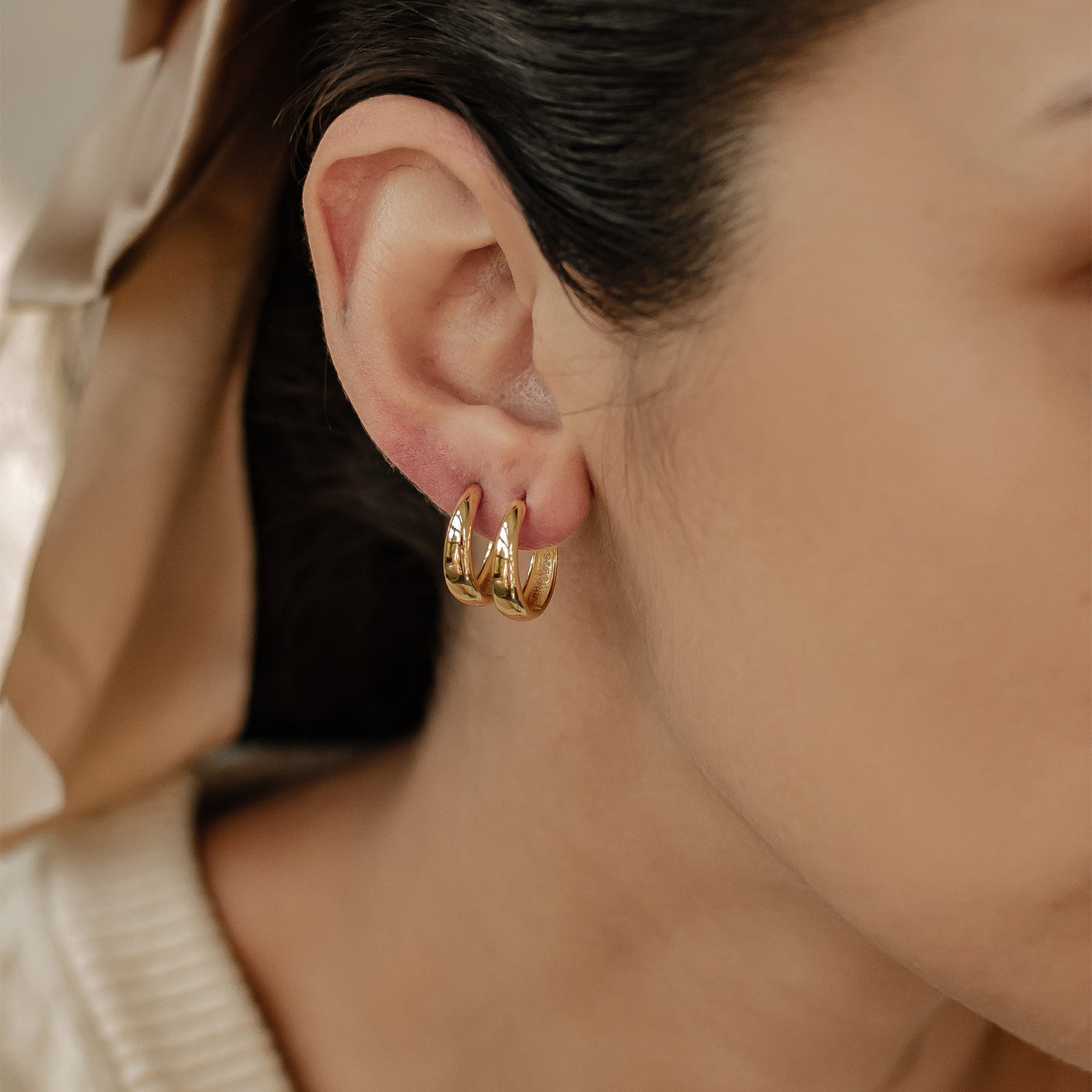 Small Dome Hoop Earrings Sterling Silver