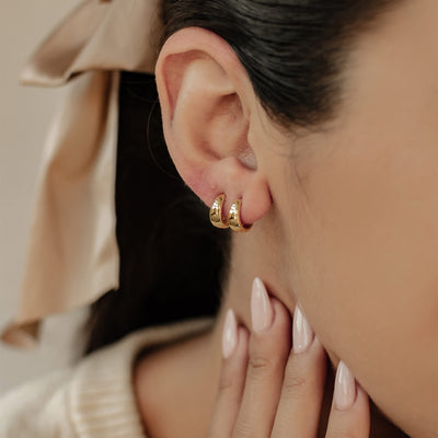 Small Dome Hoop Earrings Sterling Silver