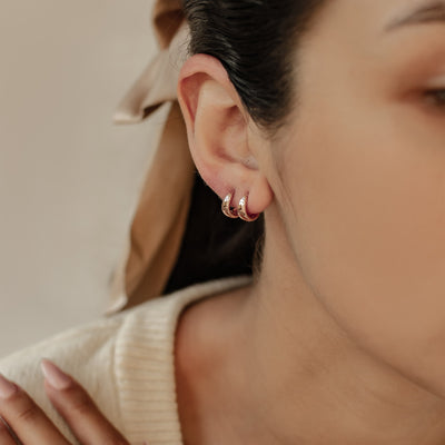 Small Dome Hoop Earrings Sterling Silver