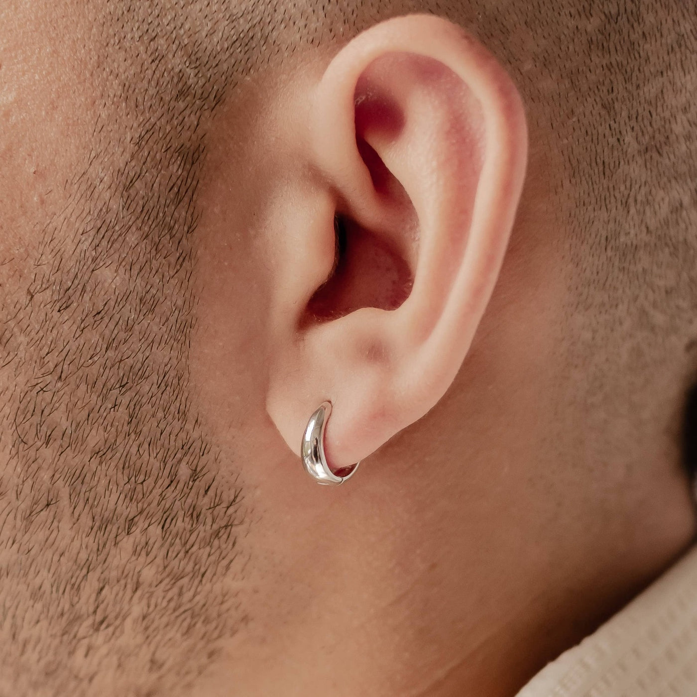 Small Dome Hoop Earrings Sterling Silver