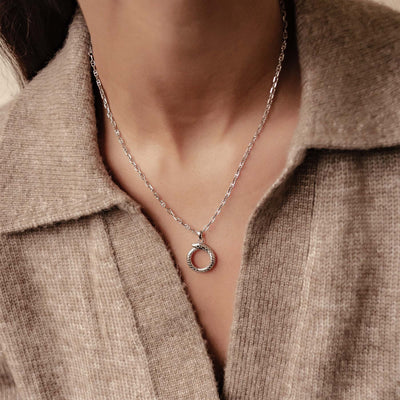 Snake Ouroboros Pendant Necklace for Renewal Sterling Silver