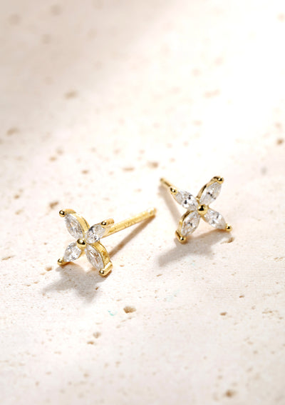 Springtime Stud Earrings Sterling Silver Gold