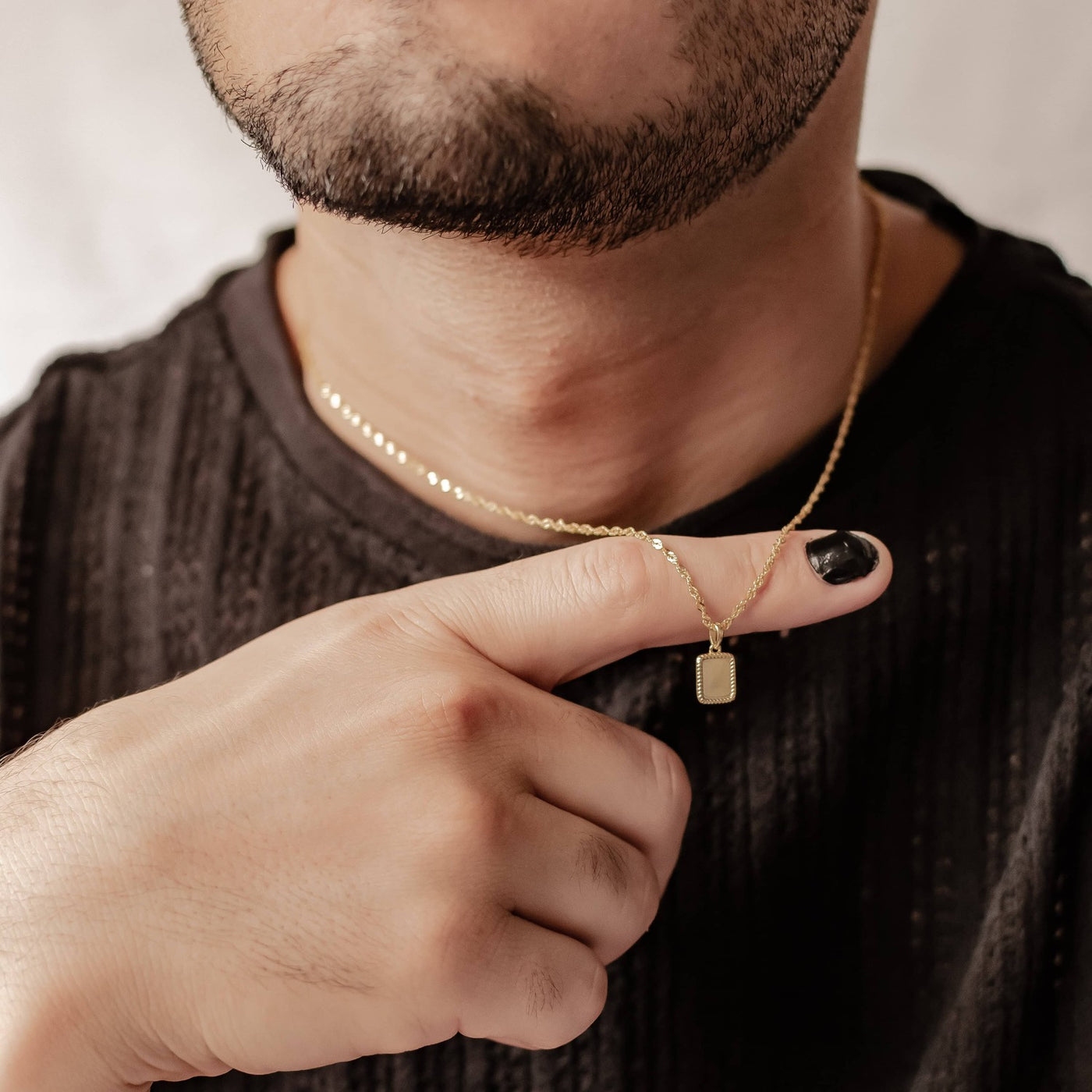 Square Rope Pendant Necklace Sterling Silver