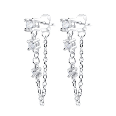 Stardust Chain Stud Earrings Sterling Silver