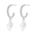 Twisted Hoop Pearl Drop Earrings Sterling Silver