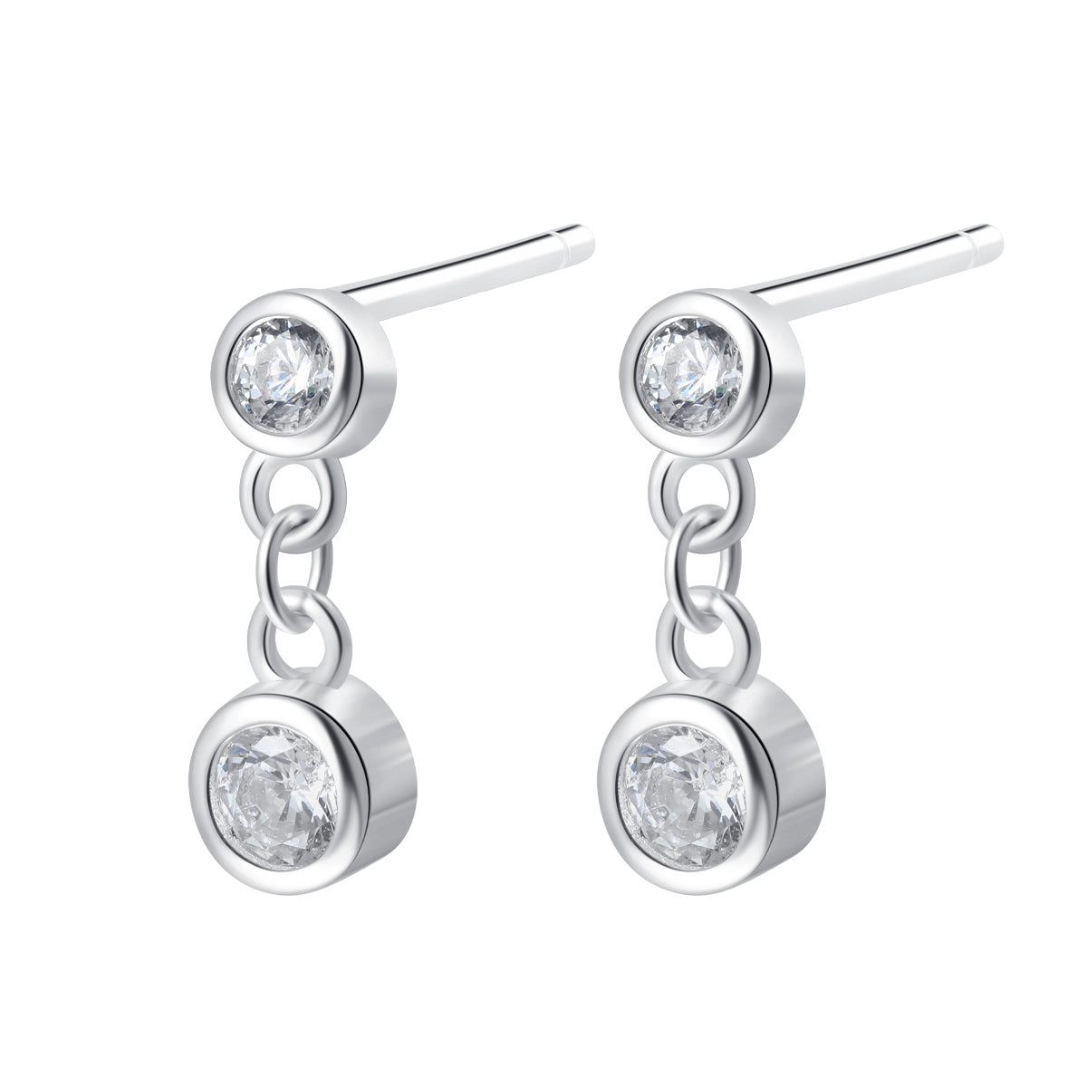  Boucles d'oreilles Deux Orbs Sterling Argent