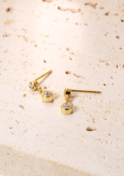 Two Orbs Stud Earrings Sterling Silver Gold