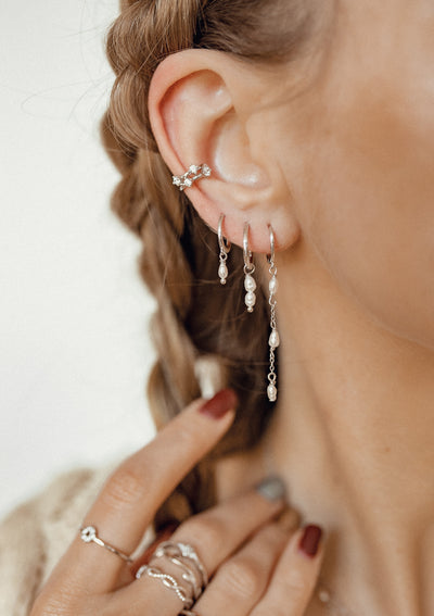 Ear Cuff  Banda Gemas Plata de Ley 925