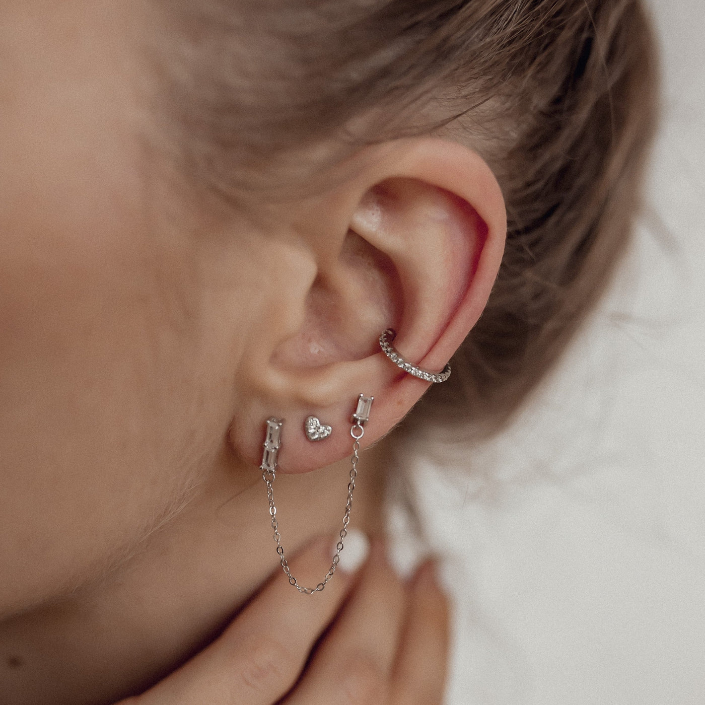 Baguette Ear Cuff Sterling Silver