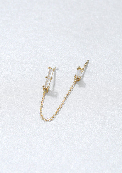 Baguette Ear Cuff Sterling Silver Gold