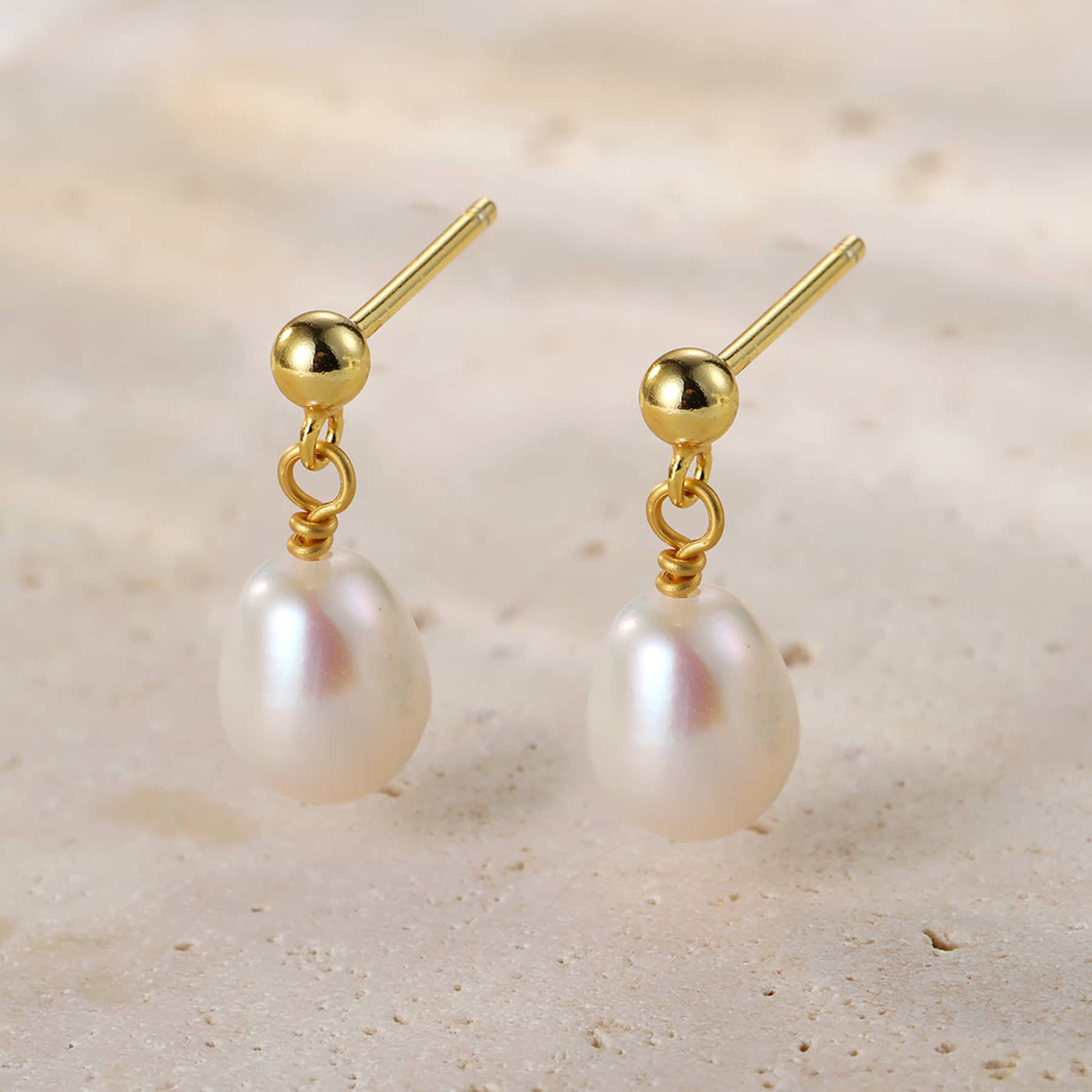 Ball and Pearl Drop Stud Earrings Sterling Silver