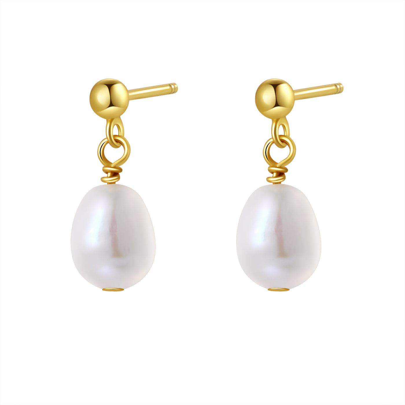 Ball and Pearl Drop Stud Earrings Sterling Silver