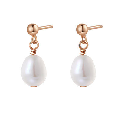 Ball and Pearl Drop Stud Earrings Sterling Silver