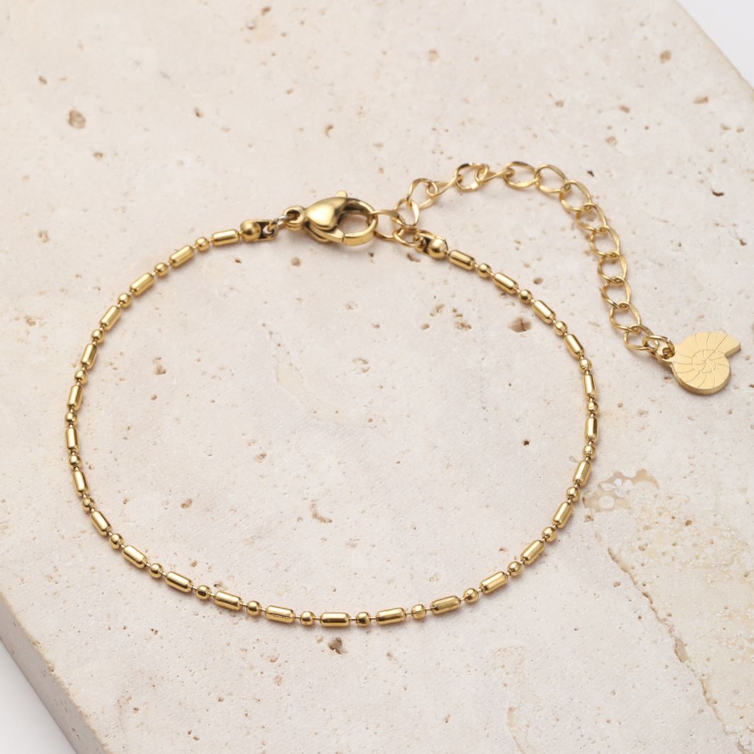 Bead and Bar Chain Bracelet Gold