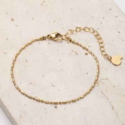 Bead and Bar Chain Bracelet Gold