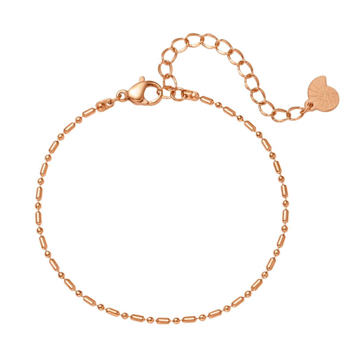 Bead and Bar Chain Bracelet Rose Gold