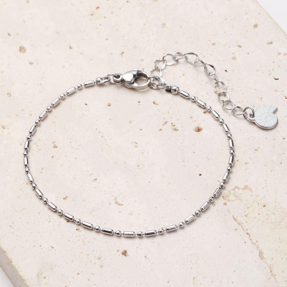 Bracelet Chaîne Perle et Barre en Argent