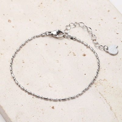 Bead and Bar Chain Bracelet Silver