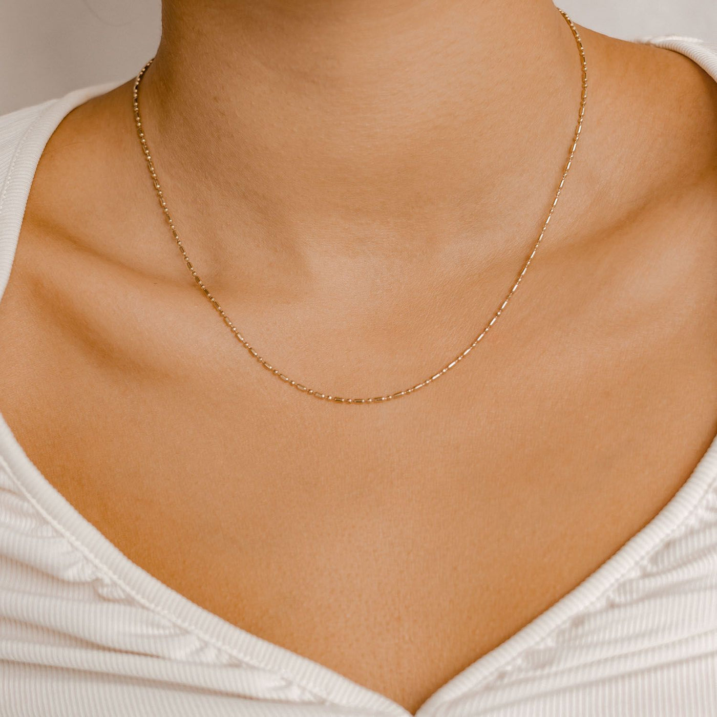 Bead and Bar Chain Necklace Gold