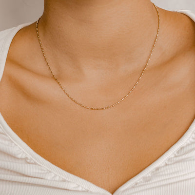 Bead and Bar Chain Necklace Gold