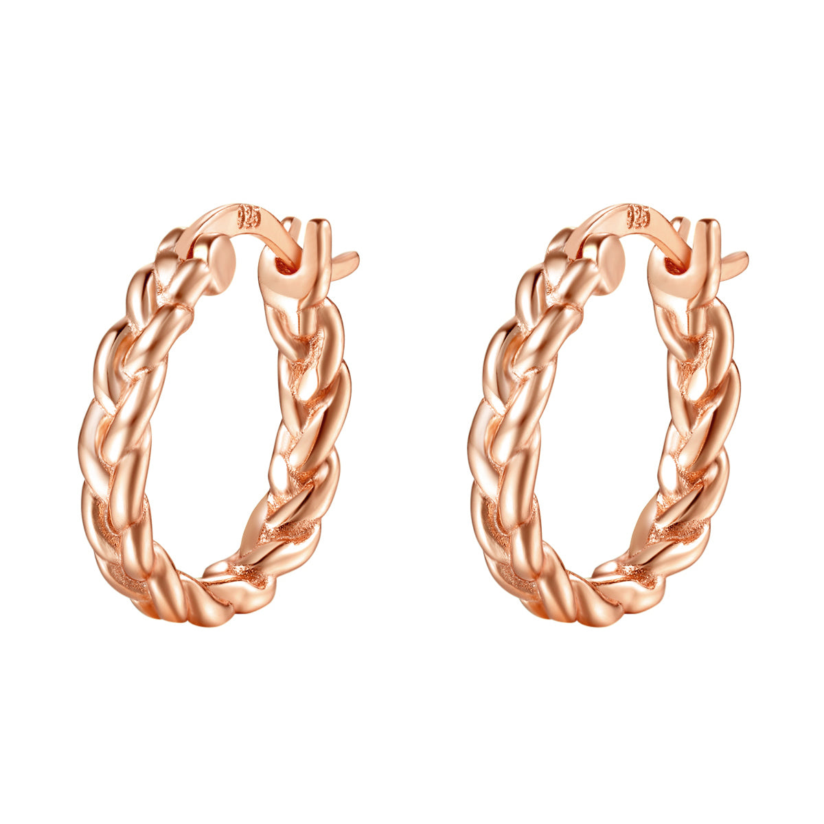 Braided Hoop Earrings Sterling Silver Gold