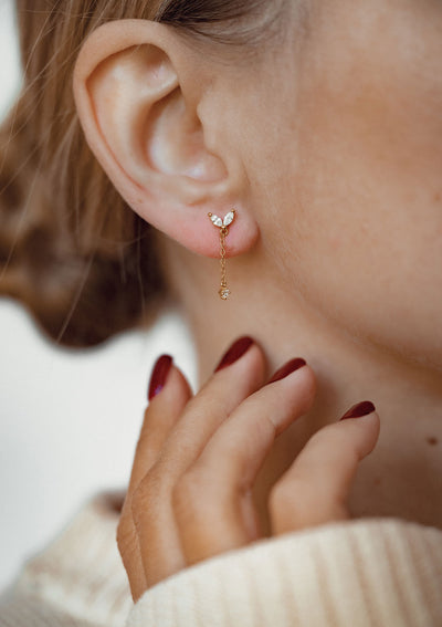 Waterdrop Stud Earrings Sterling Silver Gold