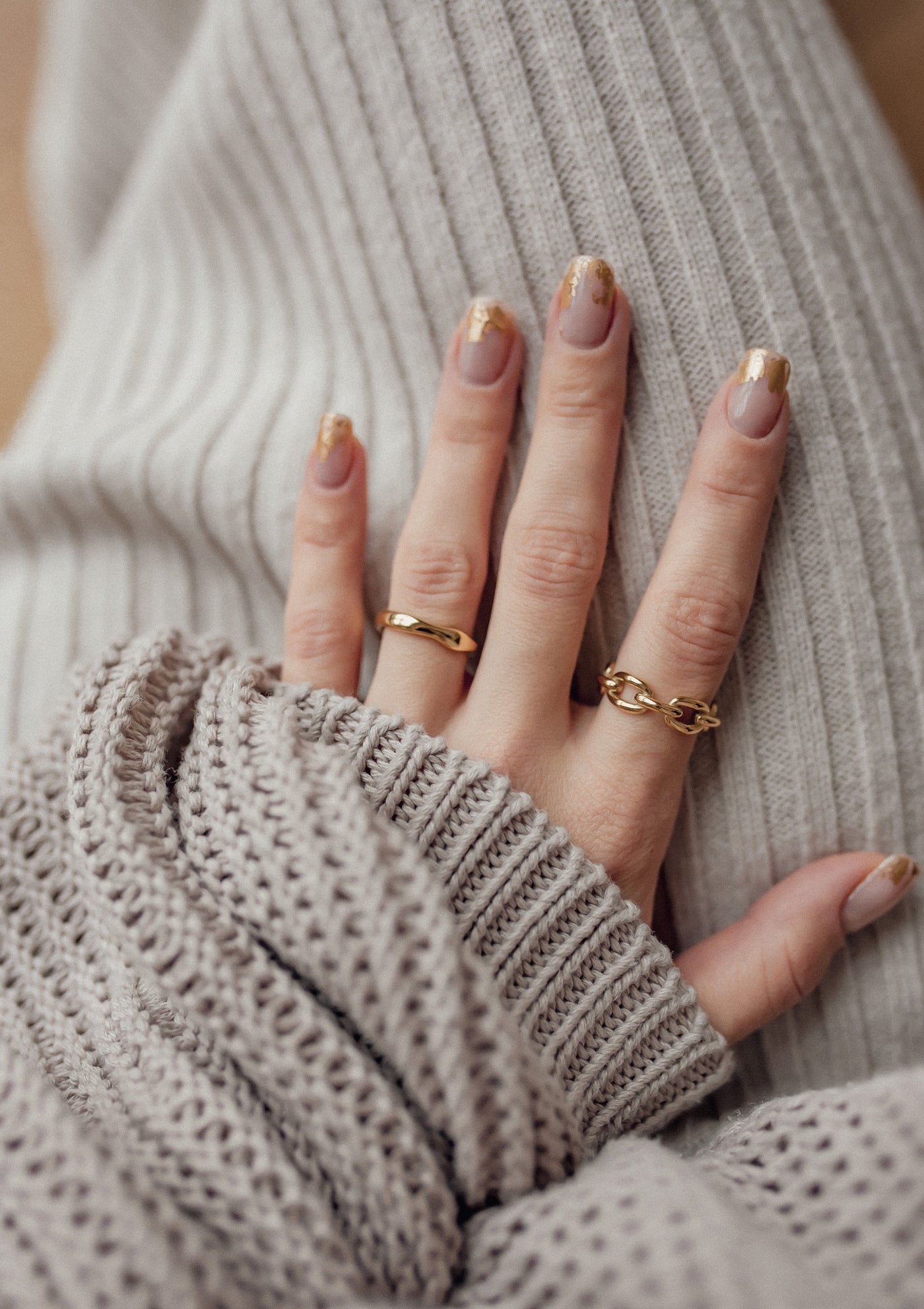 Anillo de Cadena de Cable en Oro