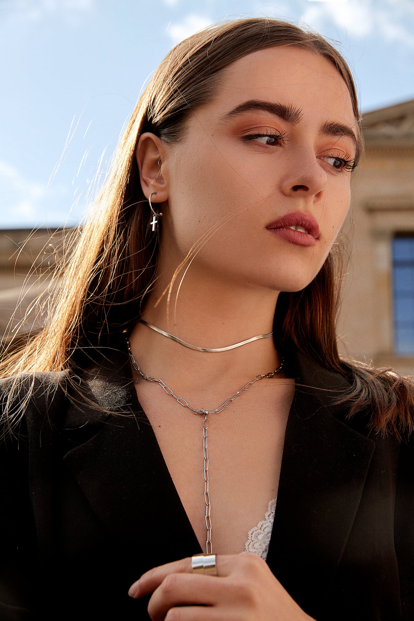 Choker Snake Chain Necklace Silver