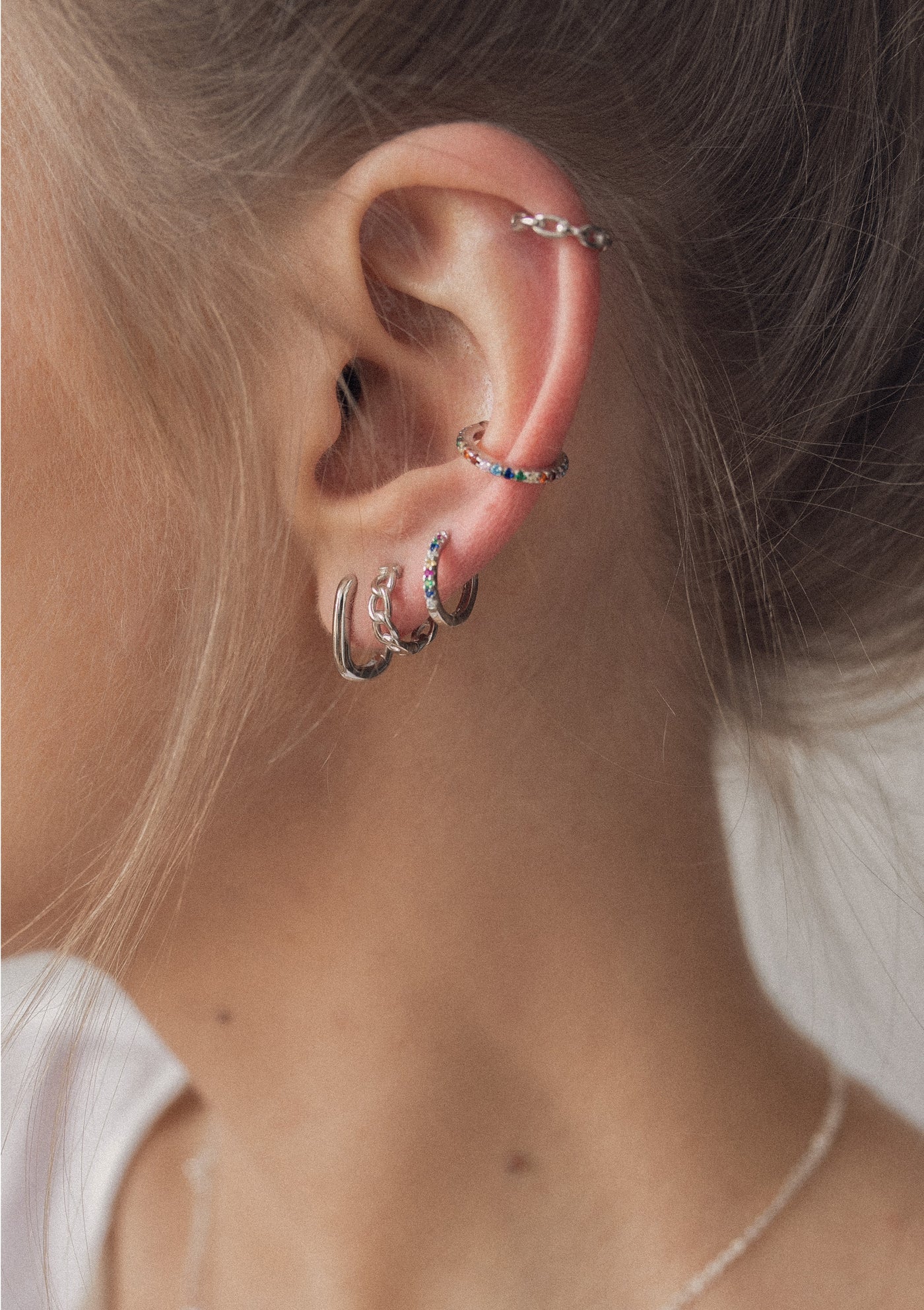 Pendiente Ear Cuff de Cadena Gruesa Plata de Ley 925