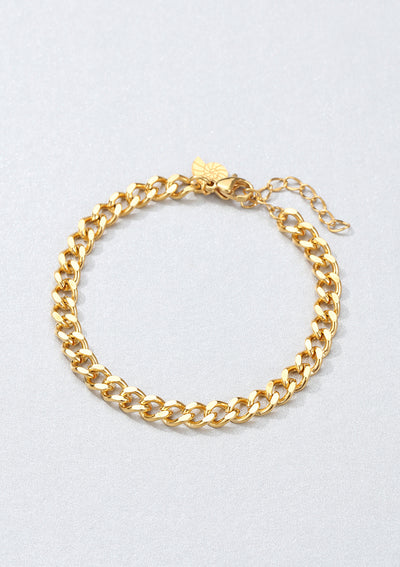 Brazalete de Cadena de Bordillo Gruesa en Oro