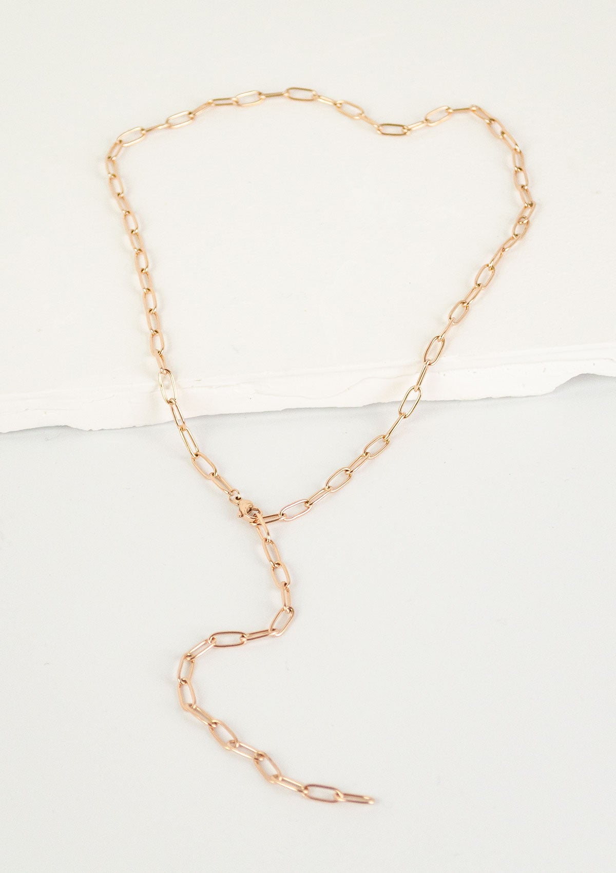 Chunky Chain Y Necklace Rose Gold