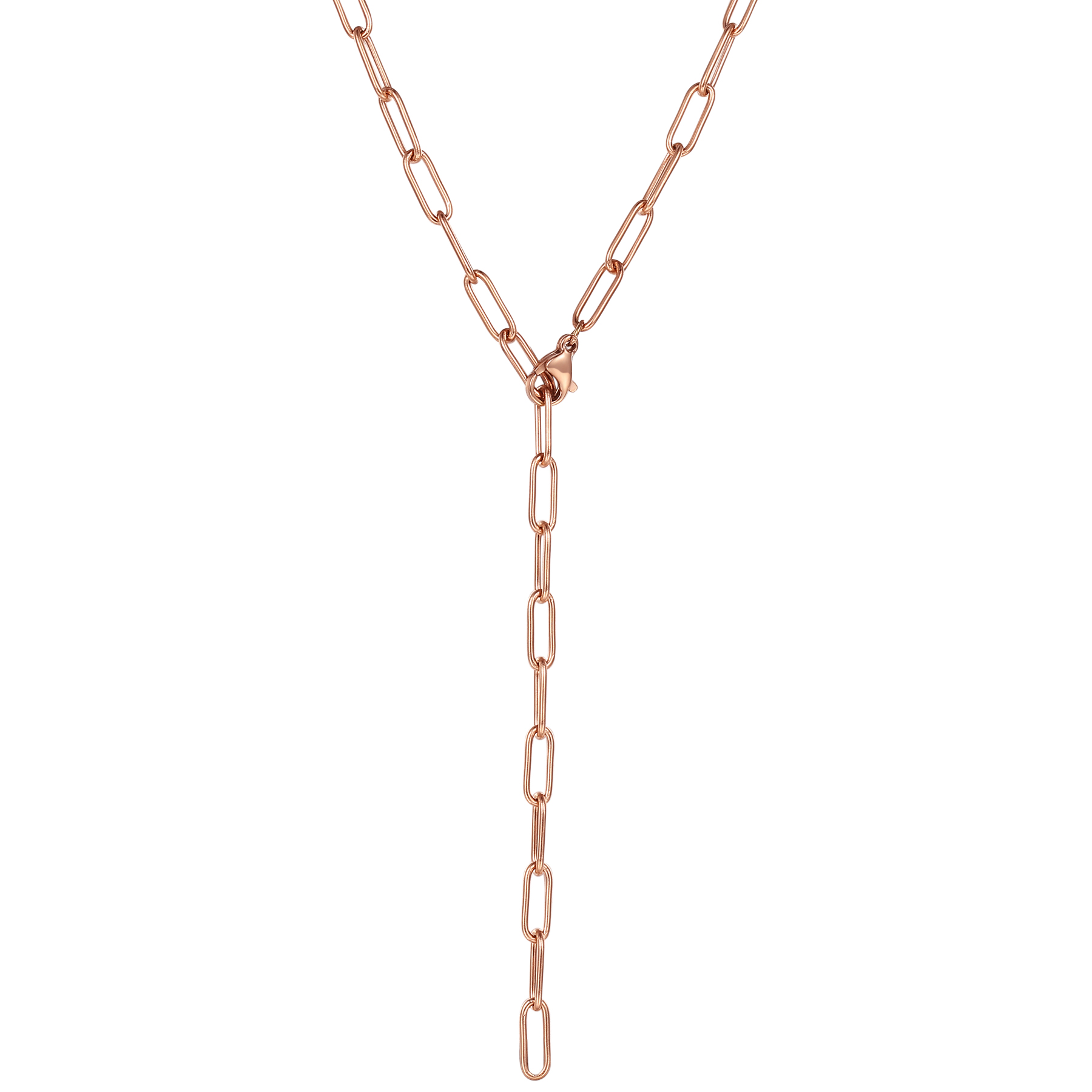 Chunky Chain Y Necklace Rose Gold – Hey Happiness