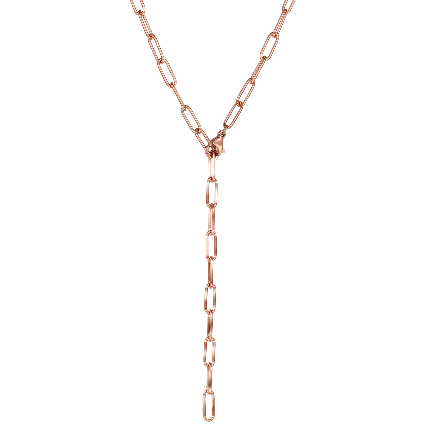 Chunky Chain Y Necklace Rose Gold