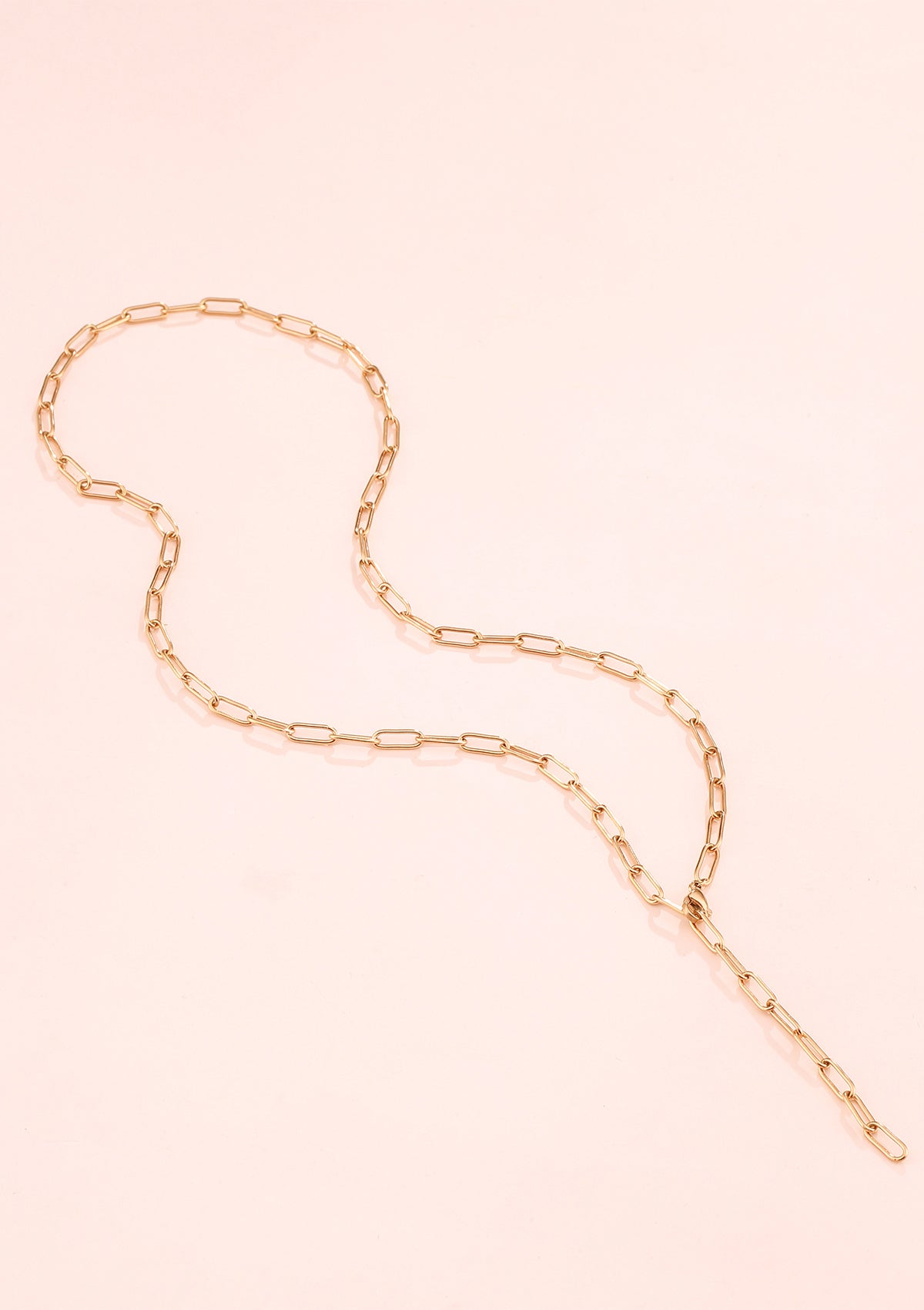 Chunky Chain Y Necklace Rose Gold