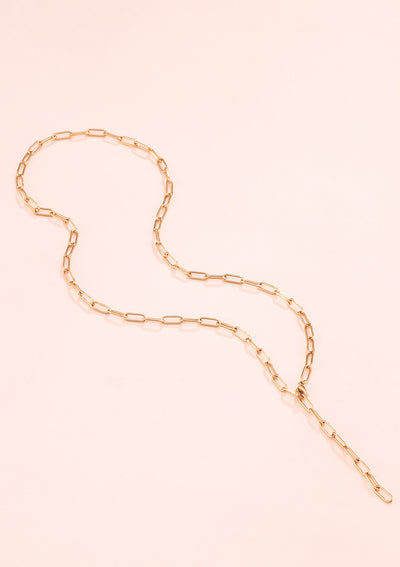 Chunky Chain Y Necklace Rose Gold