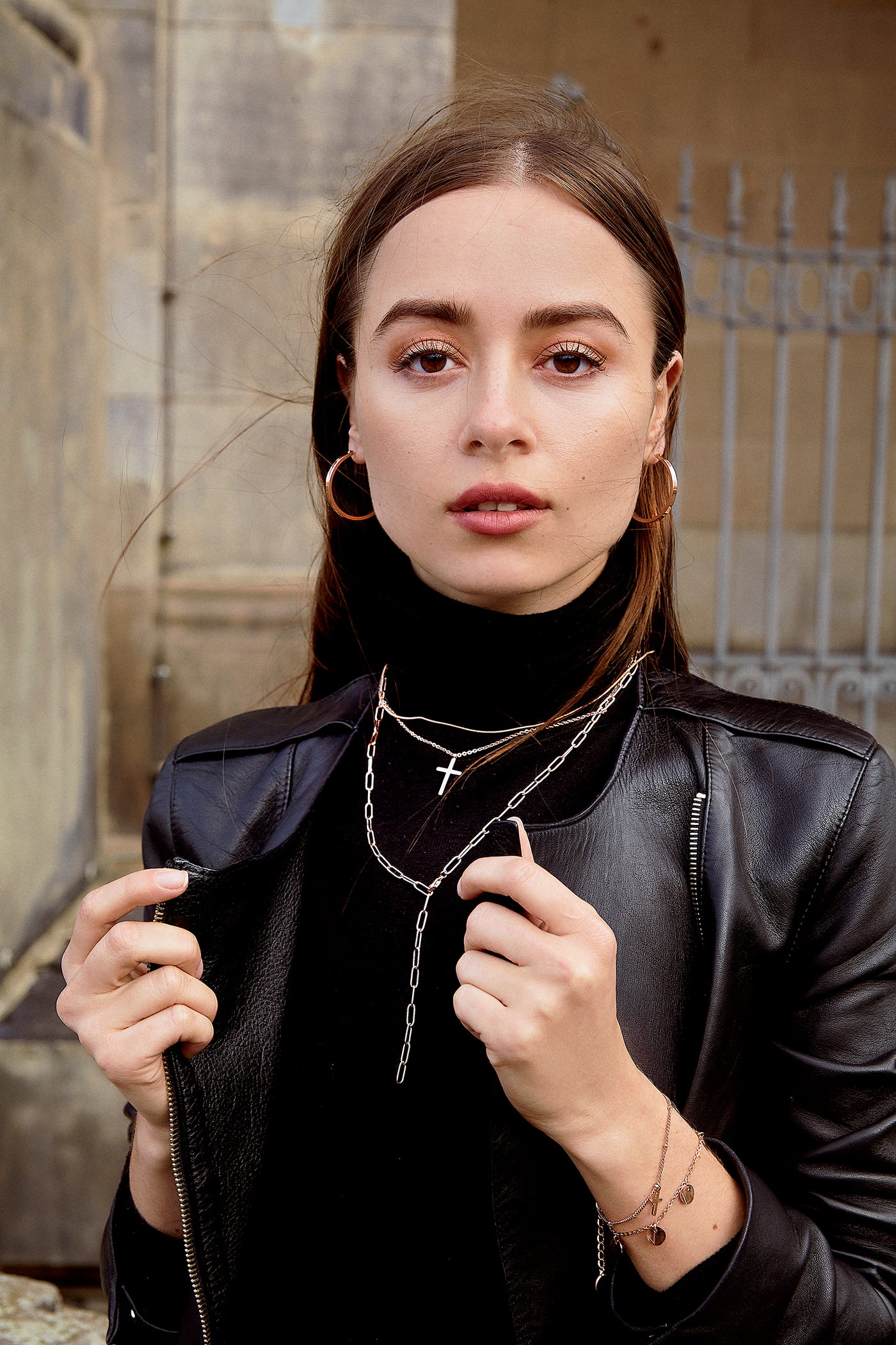 Chunky Chain Y Necklace Rose Gold